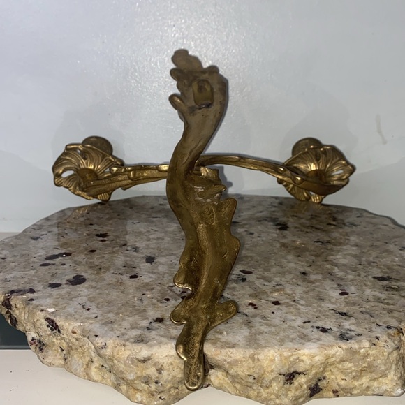 Vintage Brass Art Nouveau Acanthus Ornate Wall Hanging Candelabra - Picture 12 of 12